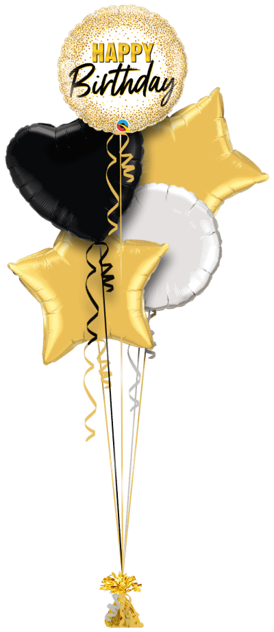 Birthday Gold Glitter Dots Balloon Bunch
