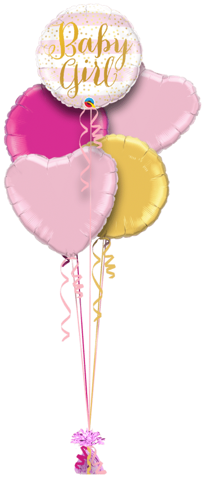 Baby Girl Pink Stripes Balloon Bunch