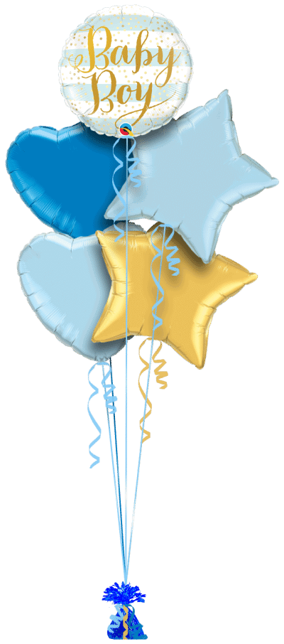 Baby Boy Blue Stripes Balloon Bunch