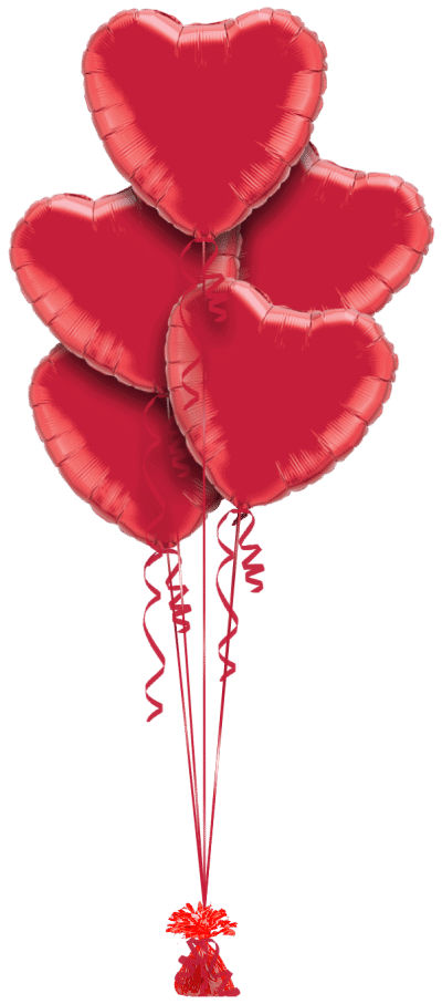 Red Heart Balloon Bunch