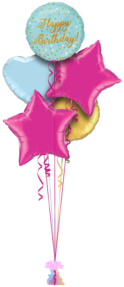 Shimmer Gold Birthday Script Balloon Bunch