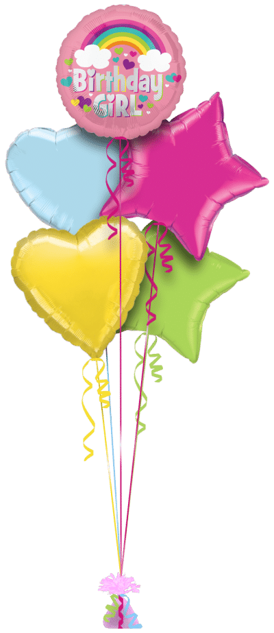 Birthday Girl Rainbow Balloon Bunch