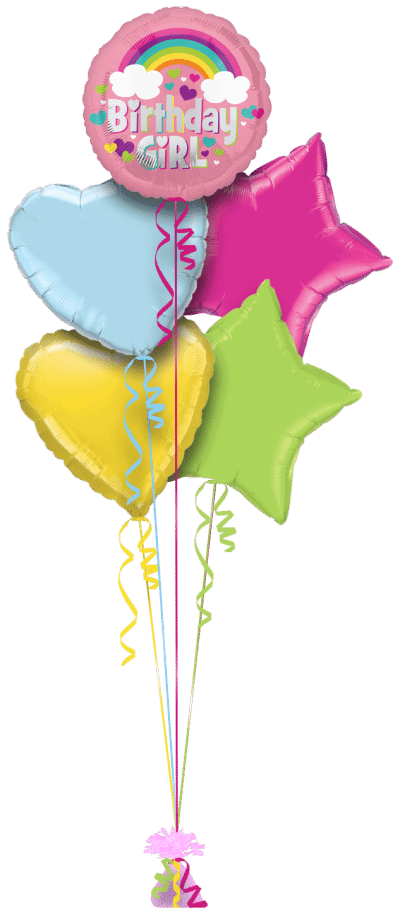 Birthday Girl Rainbow Balloon Bunch
