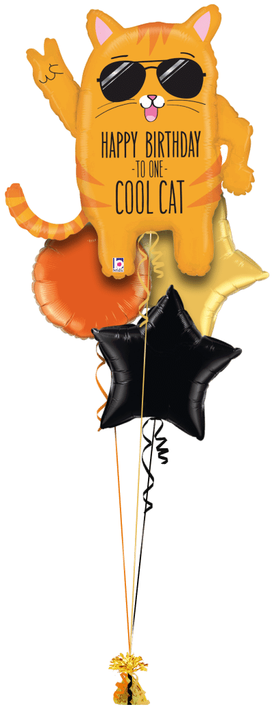 Happy Birthday Cool Cat Balloon Bunch