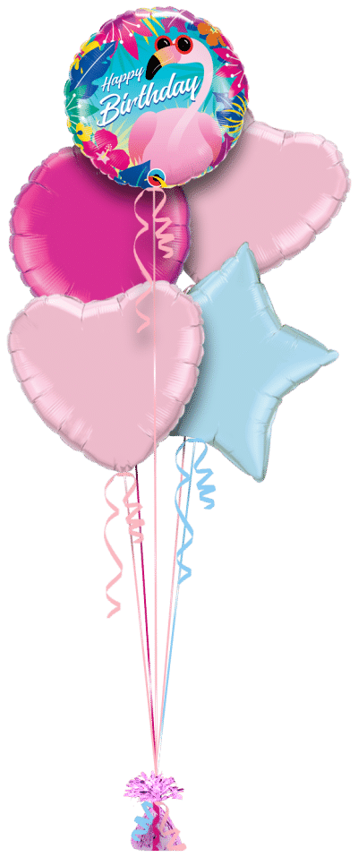 Birthday Tropical Flamingo Balloon Bunch