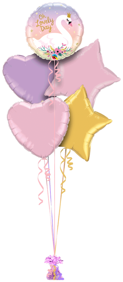 Oh Lovely Day Swan Balloon Bunch