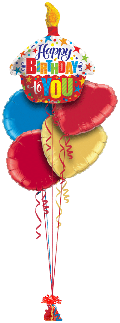 Happy Birthday To You Cupcake Balloon Bunch