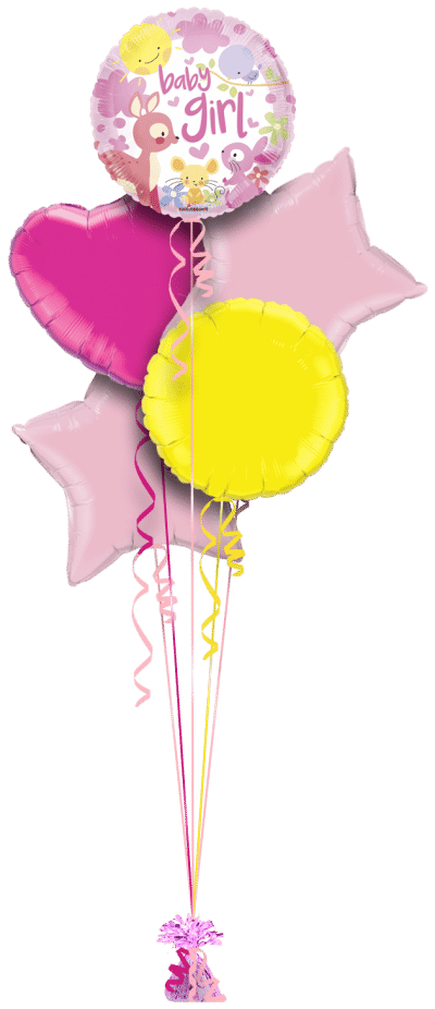 Baby Girl Woodland Animals Balloon Bunch