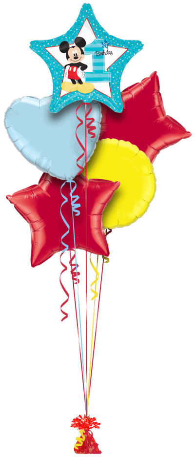 Mickey Mouse 1st Birthday Star Balloon Bunch