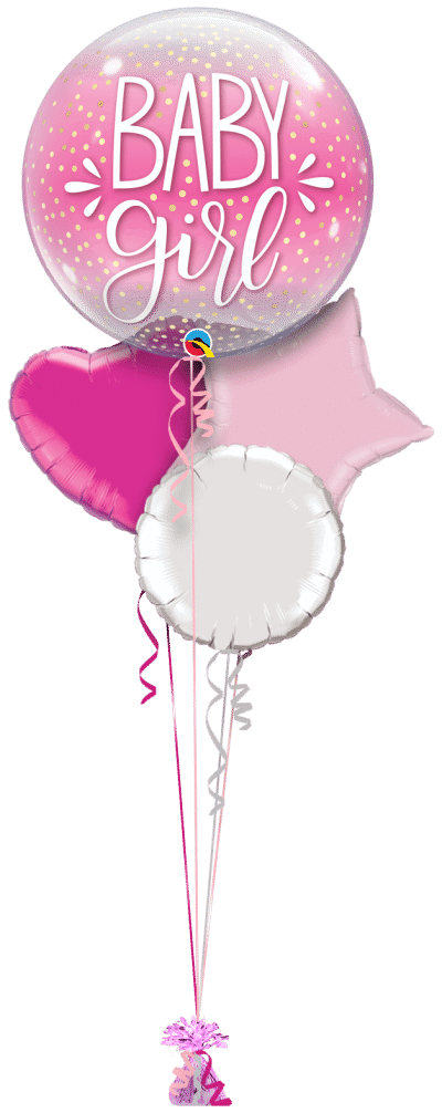 Baby Girl Confetti Bubble Balloon Bunch