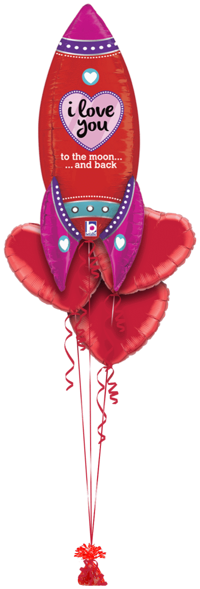 Love You To Moon and Back Rocket Balloon Bunch