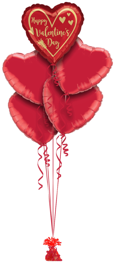 Valentines Gold Arrow and Hearts Balloon Bunch
