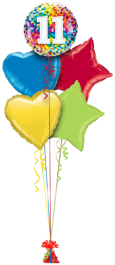 11 Rainbow Confetti Balloon Bunch