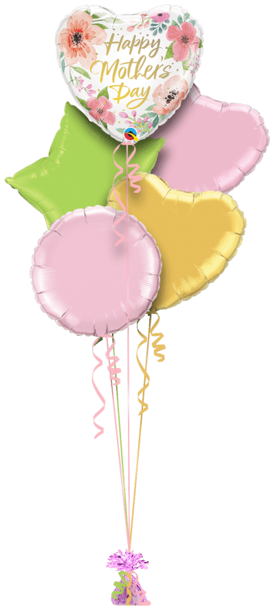 Mothers Day Floral Heart Balloon Bunch