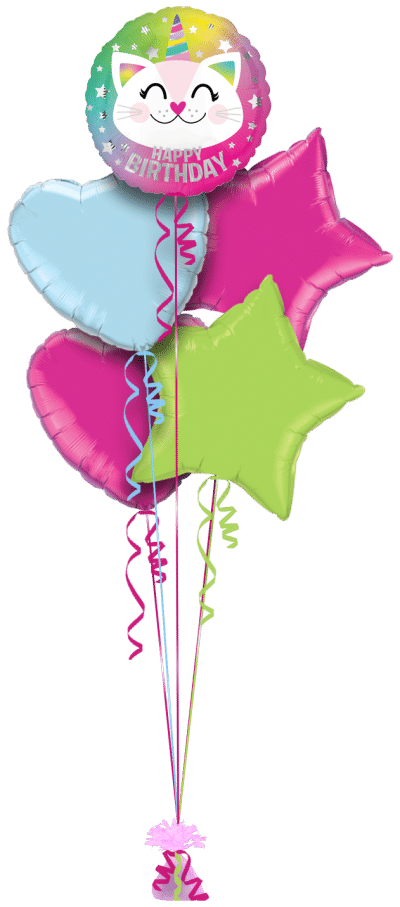 Caticorn Happy Birthday Balloon Bunch