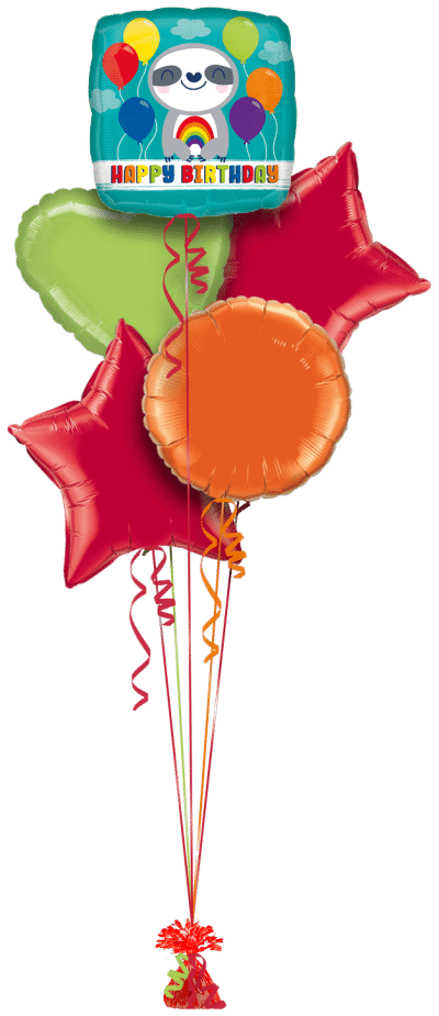 Happy Birthday Sloth Balloon Bunch