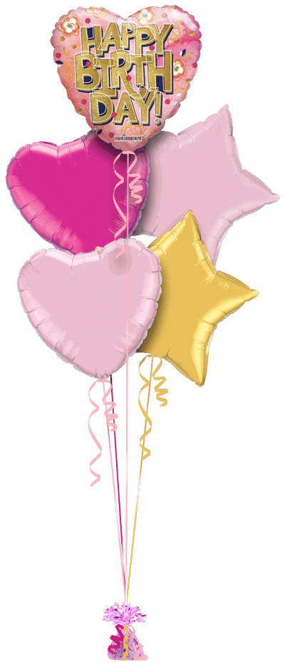 Birthday Heart Balloon Bunch