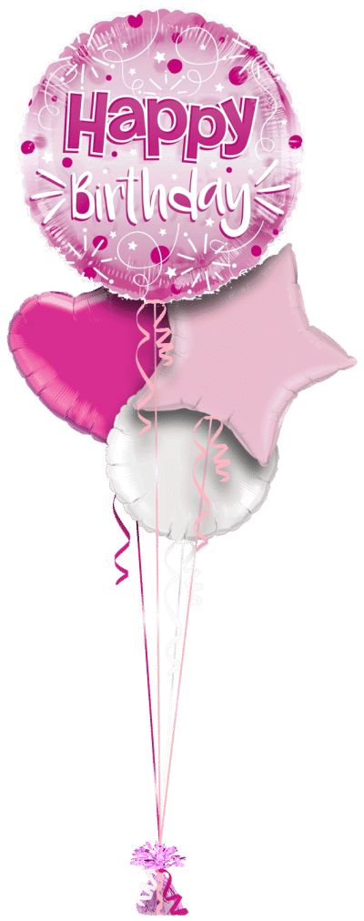 Jumbo Pink Streamers Birthday Balloon Bunch