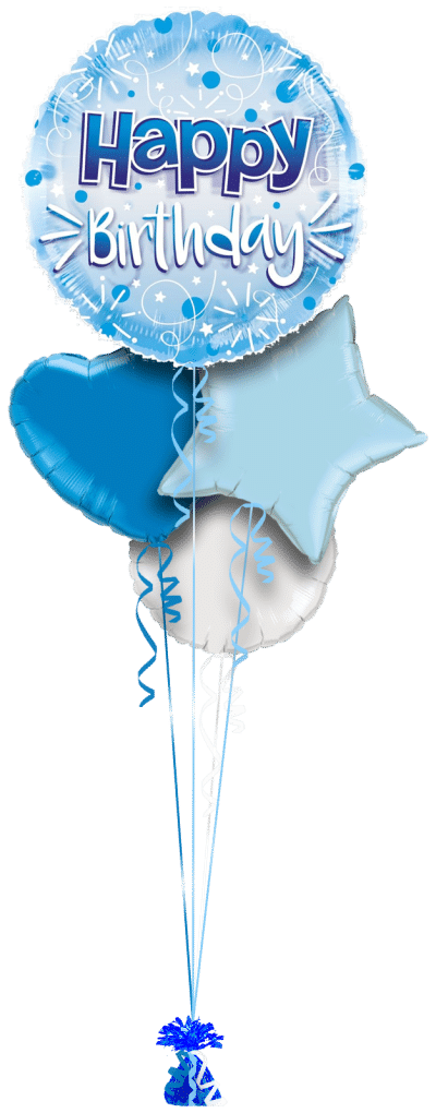 Jumbo Blue Streamers Birthday Balloon Bunch