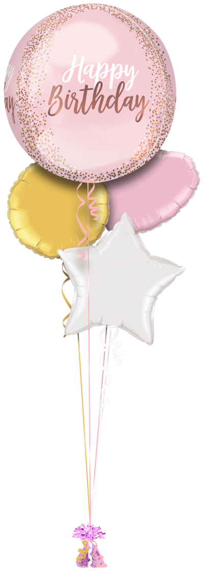 Blush Birthday Orbz Balloon Bunch