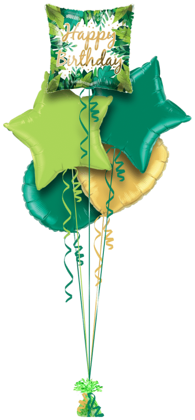 Happy Birthday Foliage Balloon Bunch