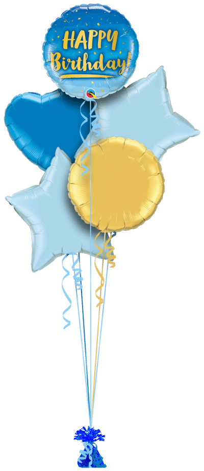 Birthday Blue Ombre Balloon Bunch