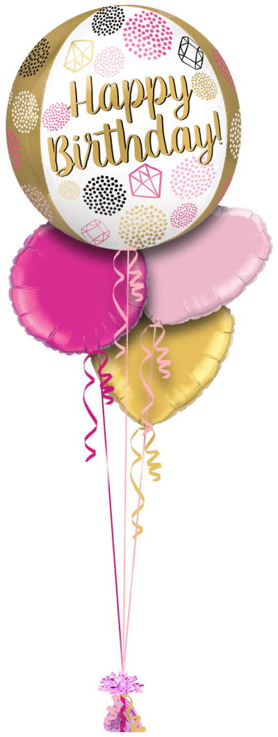Happy Birthday Gems Orbz Balloon Bunch