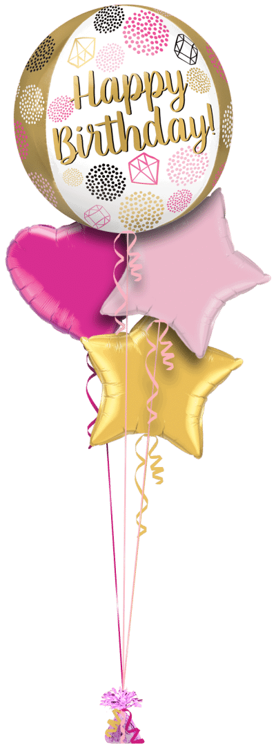 Happy Birthday Gems Orbz Balloon Bunch
