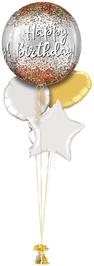 Happy Birthday Sparkle Orbz Balloon Bunch