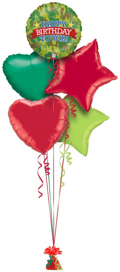 Happy Birthday Camo Balloon Bunch