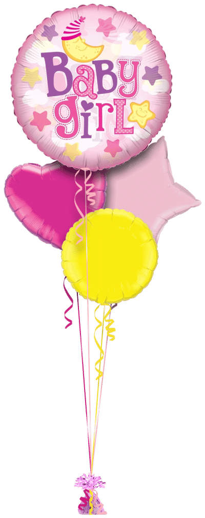 Jumbo Baby Girl Balloon Bunch