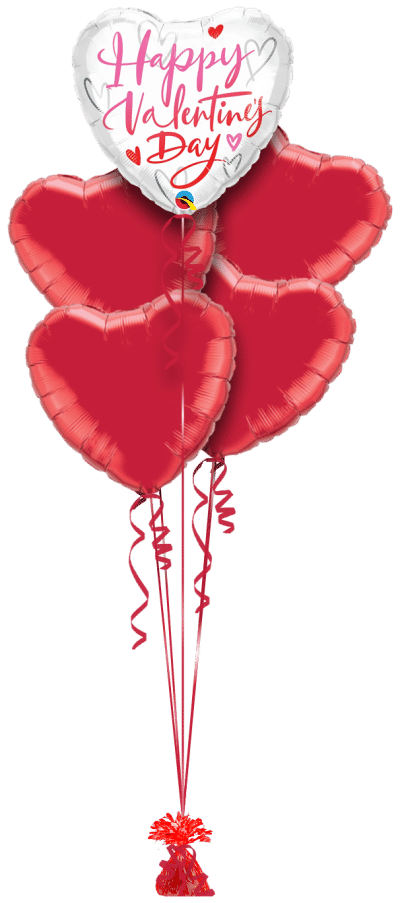 Happy Valentines Day Heart Balloon Bunch