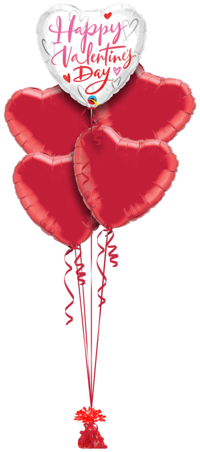 Happy Valentines Day Heart Balloon Bunch