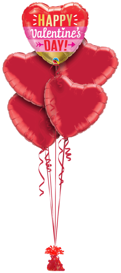 Valentines Heart and Arrow Balloon Bunch