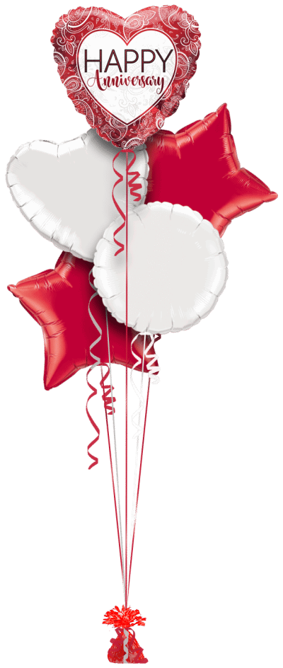 Anniversary Ruby Heart Balloon Bunch