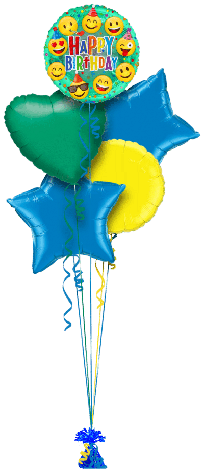 Smiley Emoji Happy Birthday Balloon Bunch