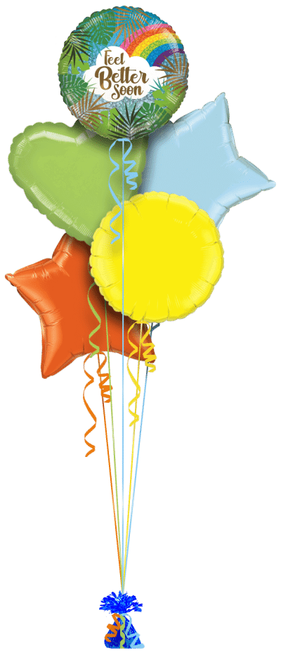 Feel Better Soon Rainbow Leaves Balloon Bunch