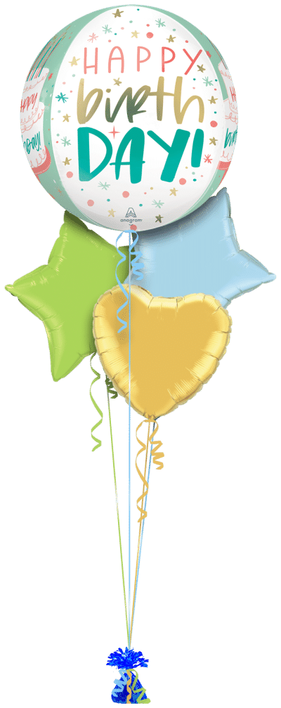 Happy Birthday Pastel Orbz Balloon Bunch