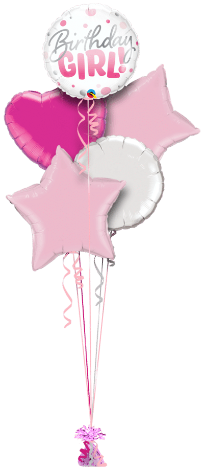 Birthday Girl Pink Spots Balloon Bunch