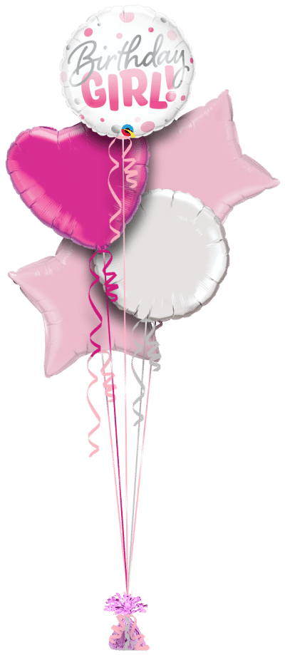 Birthday Girl Pink Spots Balloon Bunch