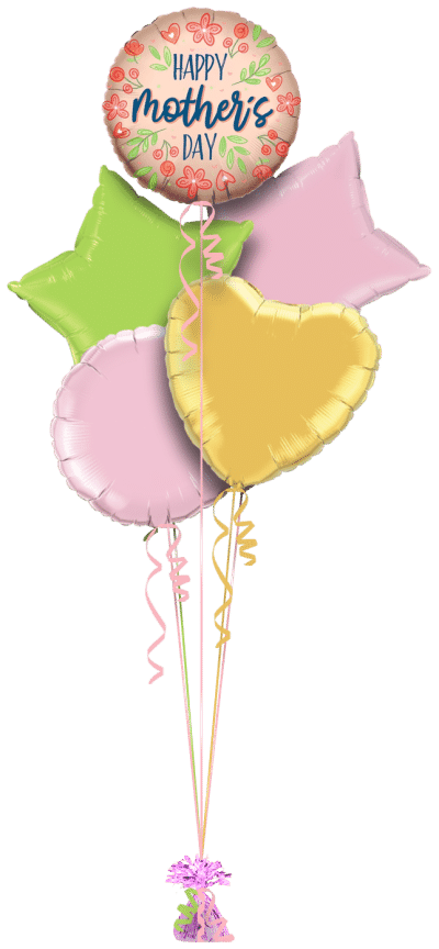 Mothers Day Rose Gold Flowers Balloon Bunch