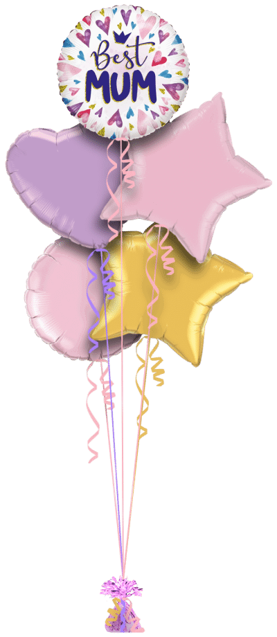 Best Mum Hearts Balloon Bunch