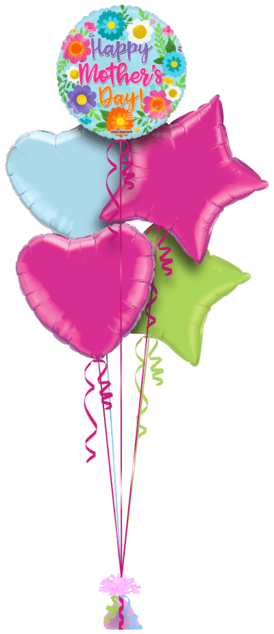 Mothers Day Bright Flowers Balloon Bunch