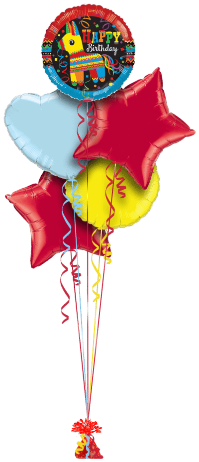 Happy Birthday Pinata Balloon Bunch