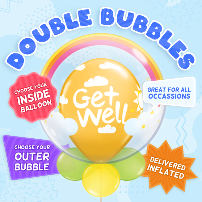 An example of a Get Well double bubble balloon