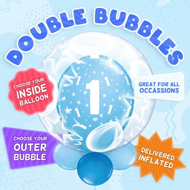 An example of a Welcome Home double bubble balloon