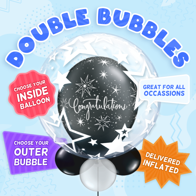An example of a Congratulations double bubble balloon